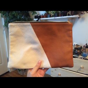 Diagonal Leather oversized clutch